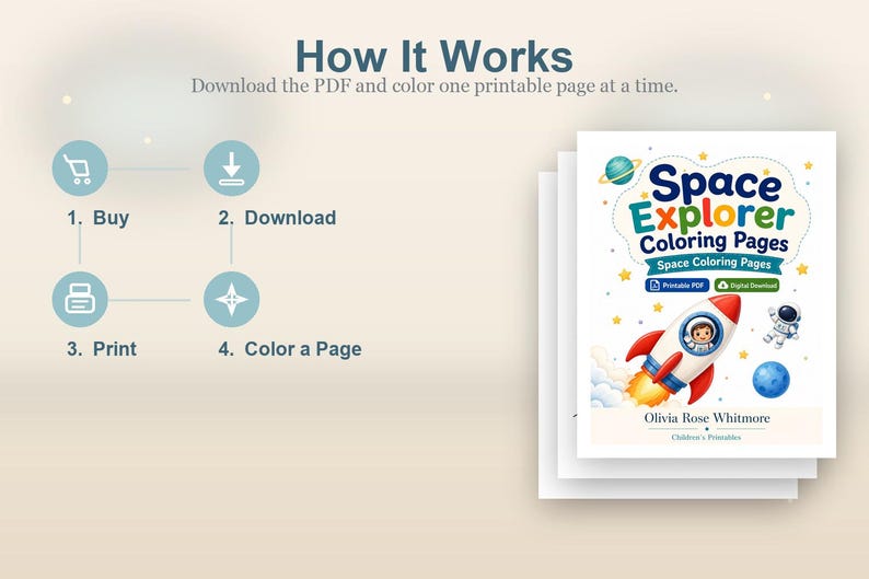 Disegni da colorare di esploratori spaziali / Disegni da colorare dello spazio / PDF stampabile / Download digitale immagine 8