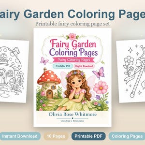 Dibujos para colorear de jardines de hadas / Dibujos para colorear de hadas / PDF imprimible / Descarga digital imagen 2