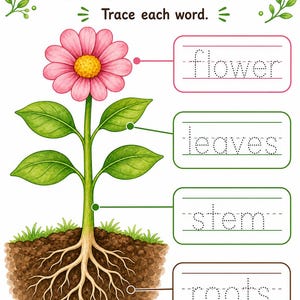 Levenscyclus van klein blad | Werkblad levenscyclus planten | Afdrukbare pdf | Digitale download afbeelding 5