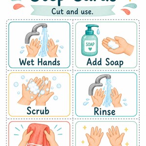 Lavado de manos para niños pequeños / Horario visual de lavado de manos / PDF imprimible / Descarga digital imagen 4