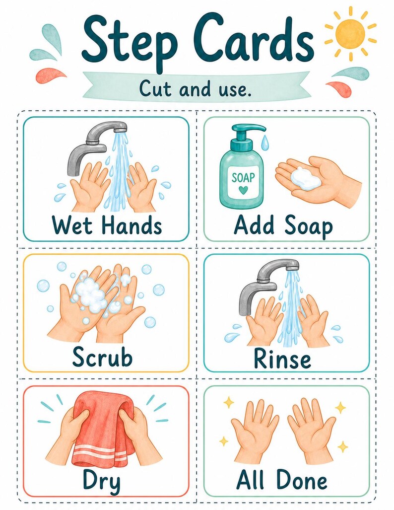 Lavado de manos para niños pequeños / Horario visual de lavado de manos / PDF imprimible / Descarga digital imagen 4