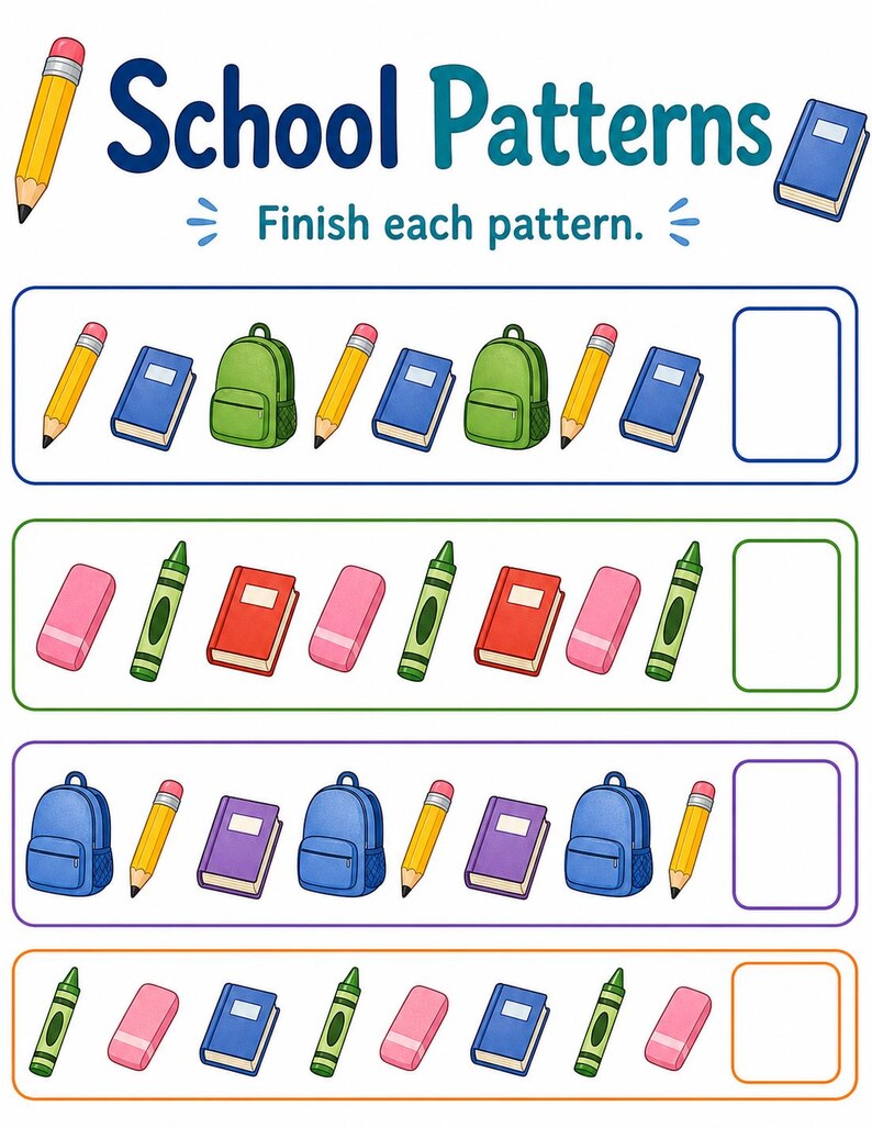 Pattern Parade | Pattern Worksheets | Printable PDF | Digital Download image 6