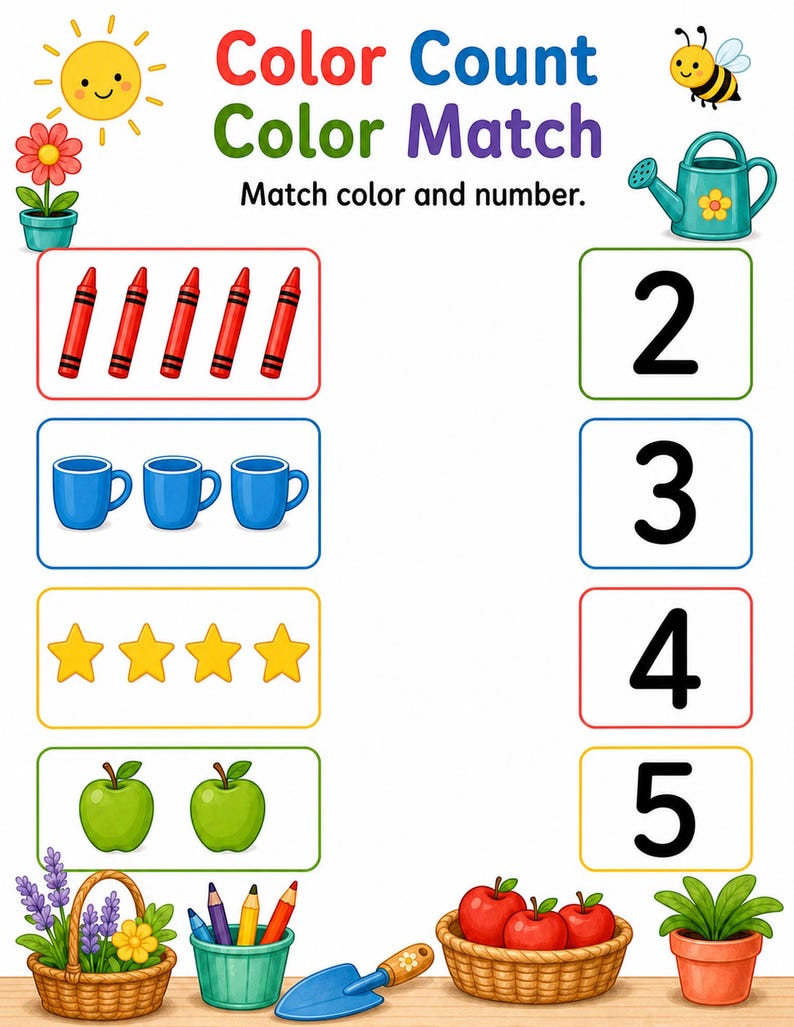 Color And Count Corner | Color and Count Worksheets | Printable PDF | Digital Download image 5