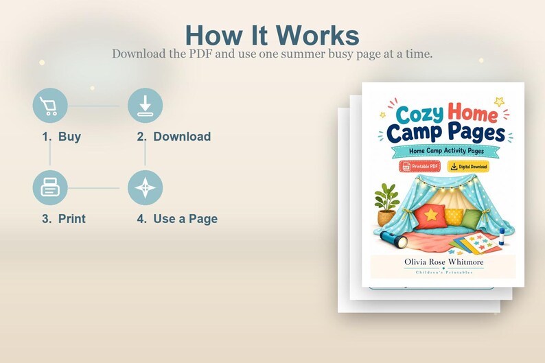 Páginas para atividades aconchegantes em casa | Páginas de atividades para acampamento em casa | PDF para imprimir | Download digital imagem 8