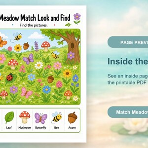 Match Meadow Pages | Matching Worksheets | Printable PDF | Digital Download image 10
