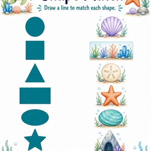 Caça às Estrelas-do-Mar | Folhas de Atividades com Formas | PDF para Imprimir | Download Digital imagem 4