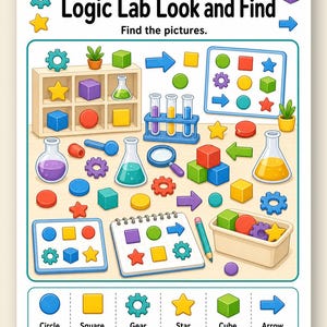Bild logischen Labor | Logische Puzzle Arbeitsblätter für Kinder | Druckbare PDF | Digitaler Download Bild 9