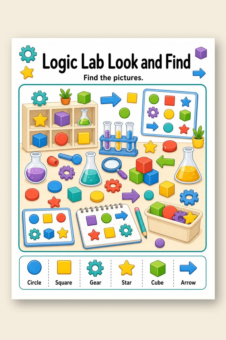 Bild logischen Labor | Logische Puzzle Arbeitsblätter für Kinder | Druckbare PDF | Digitaler Download Bild 9