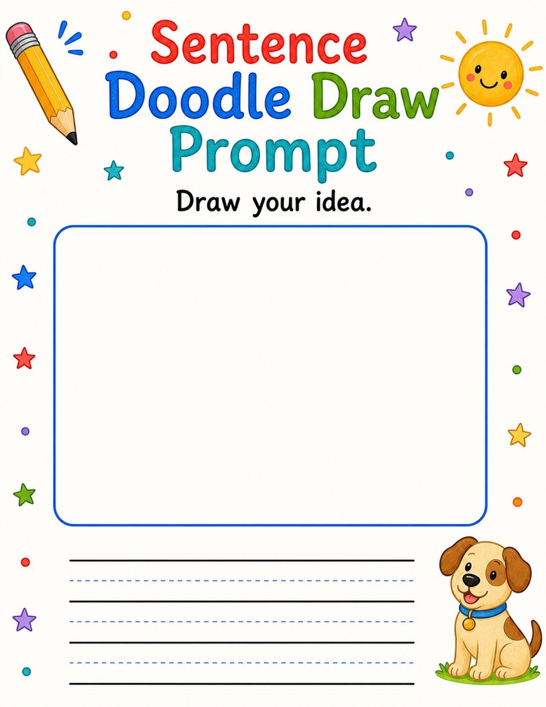 Sentence Builder Doodles | Sentence Writing Worksheets | Printable PDF | Digital Download image 3