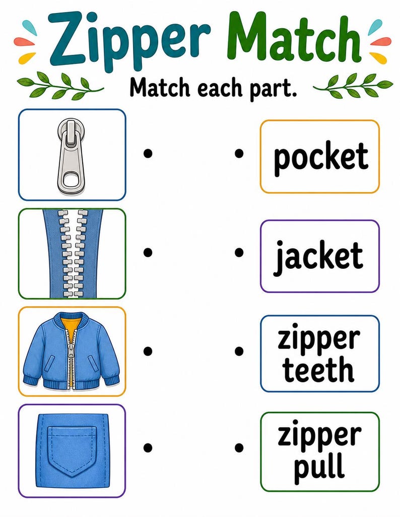Zip Up Jacket | Zipper Practice | Printable PDF | Digital Download image 5