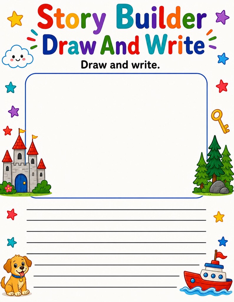 Little Story Builder Pages | Story Starters for Kids | Printable PDF | Digital Download image 5