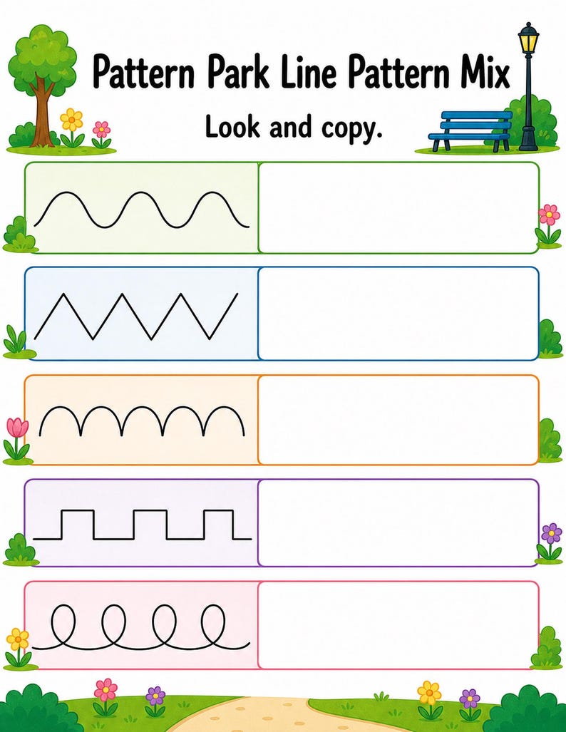 Vorschrift Pattern Park | Arbeitsblätter zum Vorschreiben | Druckbare PDF | Digitaler Download Bild 7