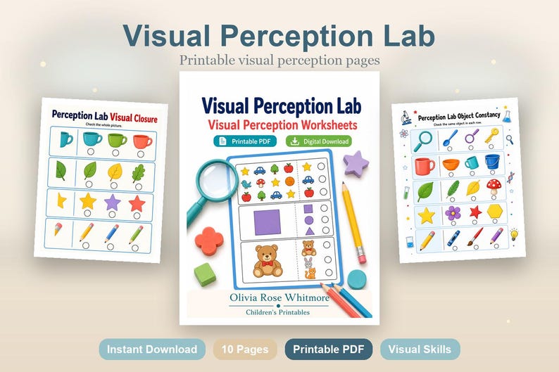 Visual Perception Lab | Visual Perception Worksheets | Printable PDF | Digital Download image 2