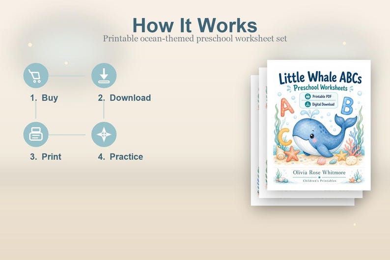 Little Whale ABCs | Preschool Worksheets | Printable PDF | Digital Download image 6