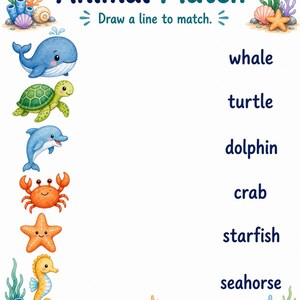 Ocean Animal Friends | Sea Animals Worksheets | Printable PDF | Digital Download image 5