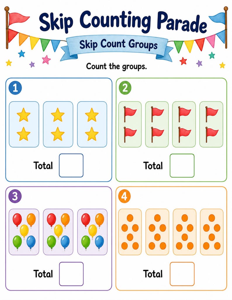 Skip Counting Parade | Skip Counting Worksheets | Printable PDF | Digital Download image 5