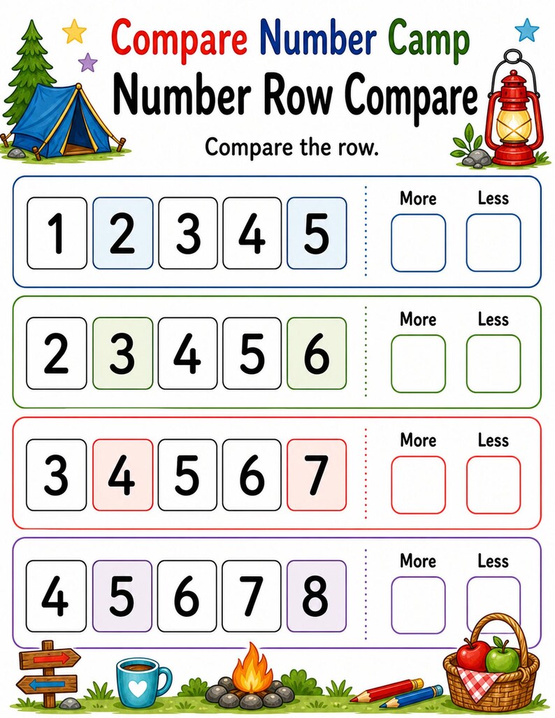 Compare Number Camp | Comparing Numbers Worksheets | Printable PDF | Digital Download image 6