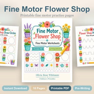 Fine Motor Flower Shop | Fine Motor Worksheets | Printable PDF | Digital Download image 2