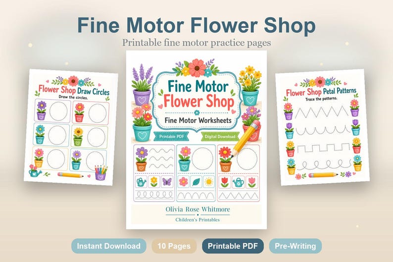 Fine Motor Flower Shop | Fine Motor Worksheets | Printable PDF | Digital Download image 2