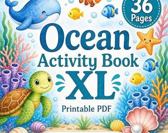 Aktivitetsbok för havet XL | Aktivitetsblad för barn | Utskrivbar PDF | Digital nedladdning