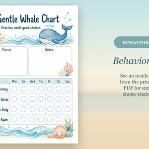 The Gentle Whale Choice | Behavior Chart for Kids | Printable PDF | Digital Download image 6