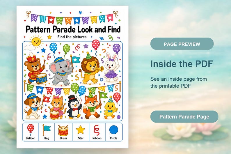 パターンパレードページ | パターンワークシート | 印刷可能なPDF | デジタルダウンロード 画像 10