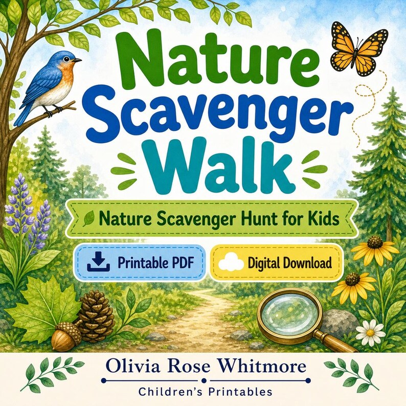 Paseo por la naturaleza / Búsqueda del tesoro en la naturaleza para niños / PDF imprimible / Descarga digital imagen 1