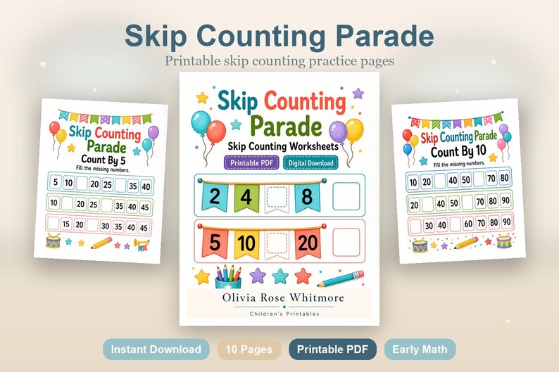 Skip Counting Parade | Skip Counting Worksheets | Printable PDF | Digital Download image 2