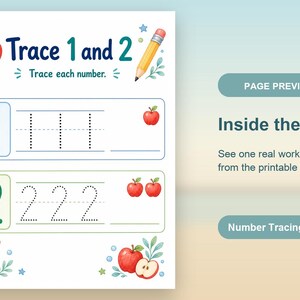 Apple Number Steps | Number Tracing Worksheets | Printable PDF | Digital Download image 10