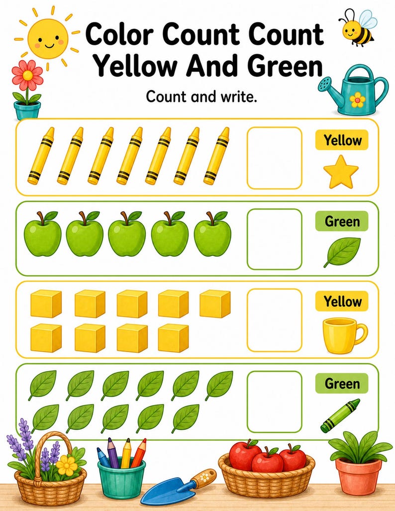 Color And Count Corner | Color and Count Worksheets | Printable PDF | Digital Download image 4