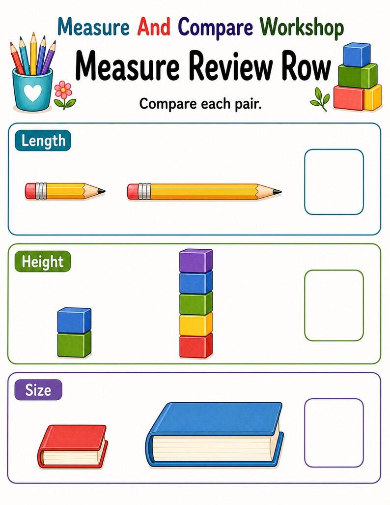 Atelier de mesure et de comparaison | Feuilles de calcul | PDF imprimable | Téléchargement numérique image 7