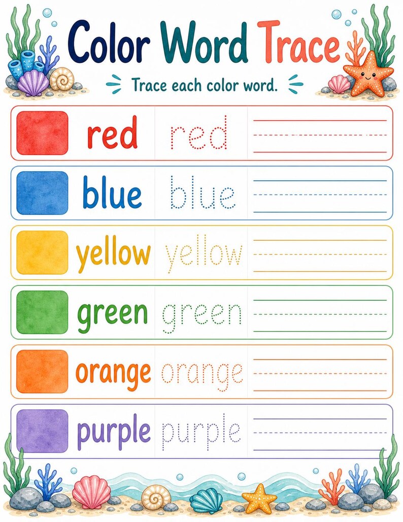 Ocean Color Splash | Color Worksheets | Printable PDF | Digital Download image 5