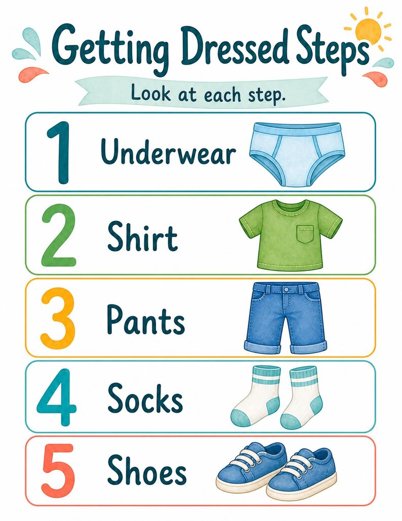 Dressed for the Day | Getting Dressed Visual Schedule | Printable PDF | Digital Download image 3