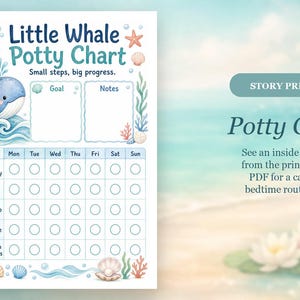 The Little Whale Steps | Tabel zindelijkheidstraining | Afdrukbare pdf | Digitale download afbeelding 6