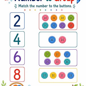 Button Zählen Korb | Zählen Arbeitsblätter | Druckbare PDF | Digitaler Download Bild 6