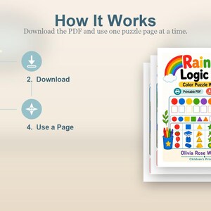 Rainbow Logic Pages | Color Puzzle Worksheets | Printable PDF | Digital Download image 8