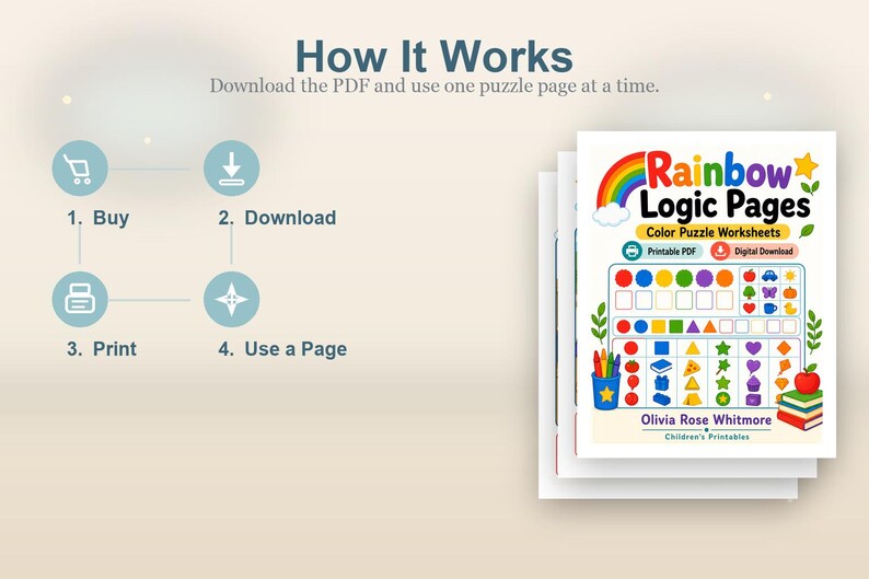 Rainbow Logic Pages | Color Puzzle Worksheets | Printable PDF | Digital Download image 8