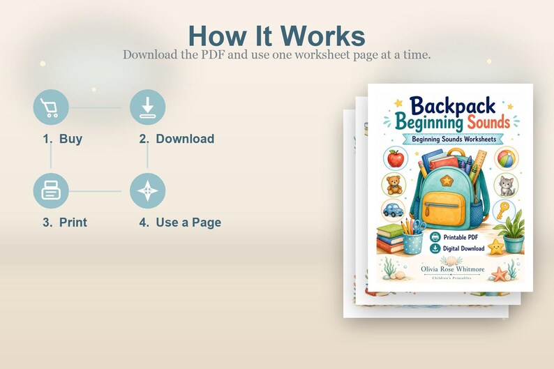 Backpack Beginning Sounds | Beginning Sounds Worksheets | Printable PDF | Digital Download image 8