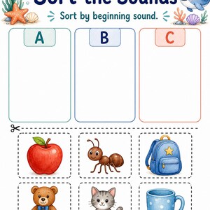 Backpack Beginning Sounds | Beginning Sounds Worksheets | Printable PDF | Digital Download image 6