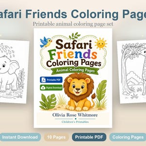 Safari Friends Coloring Pages | Animal Coloring Pages | Printable PDF | Digital Download image 2