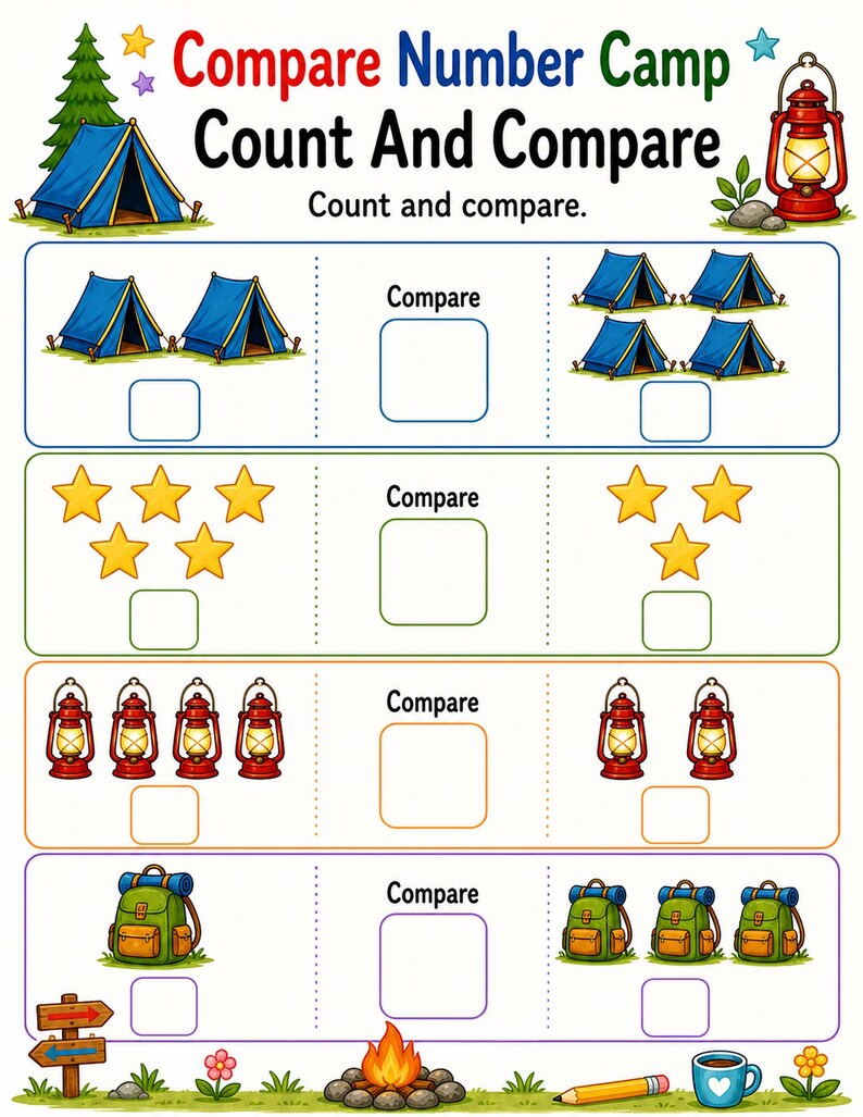 Compare Number Camp | Comparing Numbers Worksheets | Printable PDF | Digital Download image 5