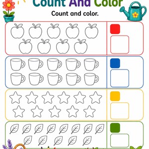Color And Count Corner | Color and Count Worksheets | Printable PDF | Digital Download image 7
