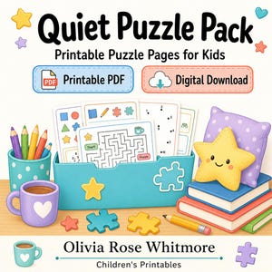 Quiet Puzzle Pack | Printable Puzzle Pages for Kids | Printable PDF | Digital Download image 1