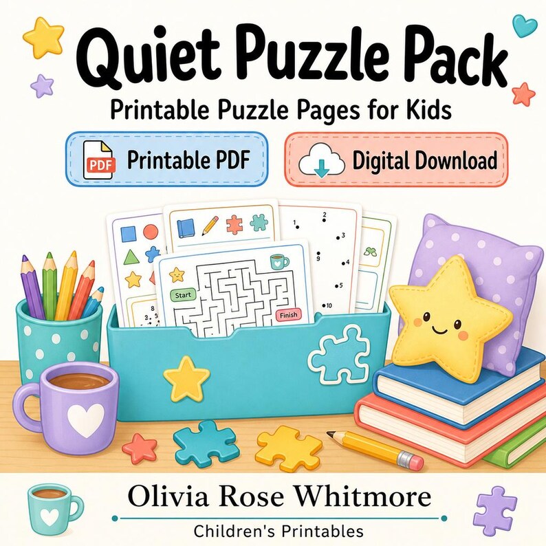 Quiet Puzzle Pack | Printable Puzzle Pages for Kids | Printable PDF | Digital Download image 1