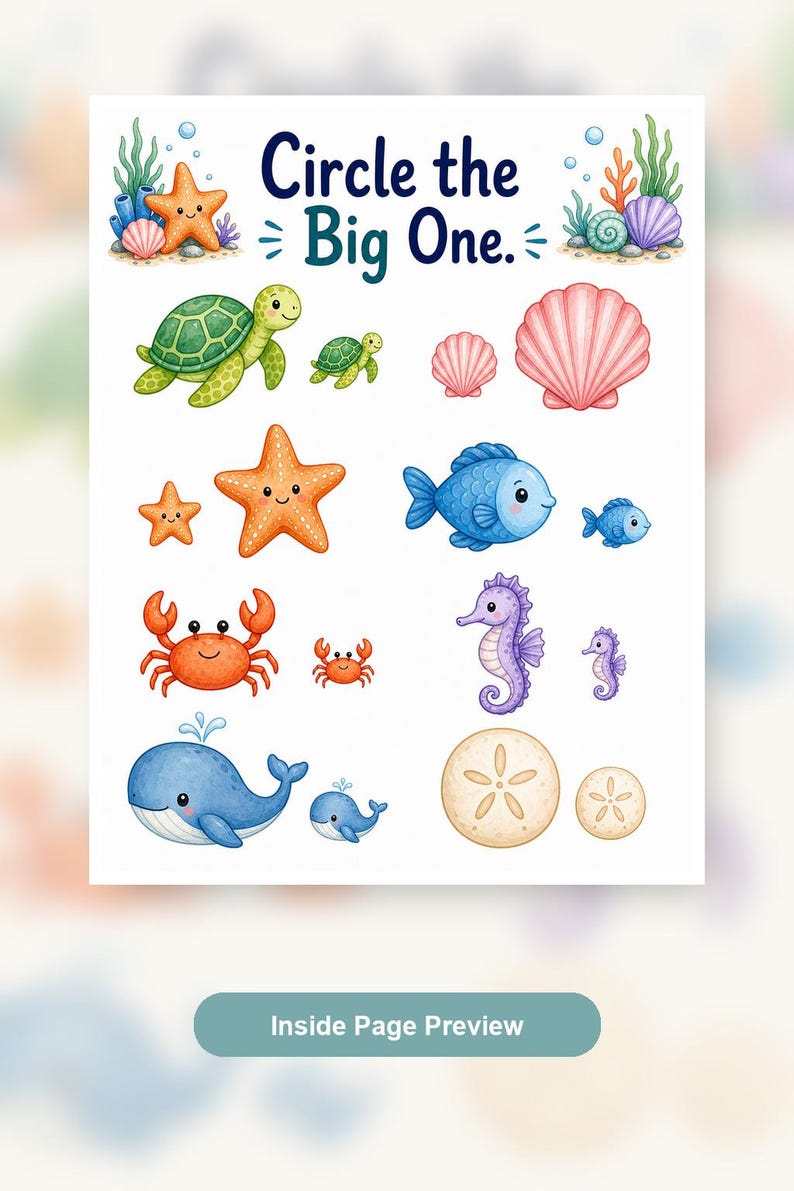 Turtle Big & Small | Big and Small Worksheets | Printable PDF | Digital Download image 9