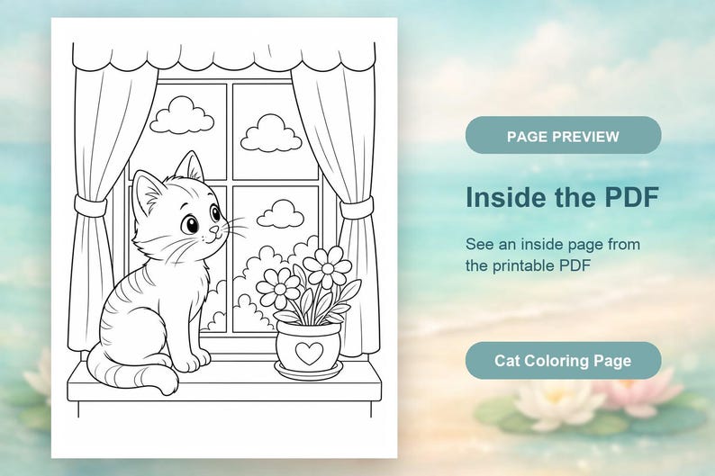 Kolorowanki Kitty Cafe | Kolorowanki z kotami | Do druku w formacie PDF | Pobierz cyfrowo zdjęcie 10