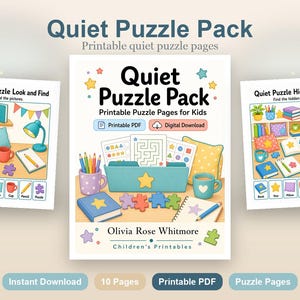 Quiet Puzzle Pack | Printable Puzzle Pages for Kids | Printable PDF | Digital Download image 2