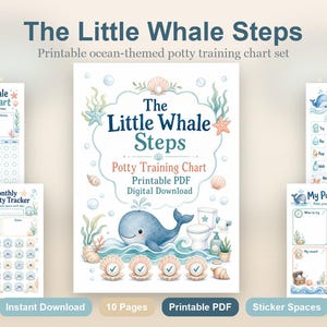 The Little Whale Steps | Tabel zindelijkheidstraining | Afdrukbare pdf | Digitale download afbeelding 2