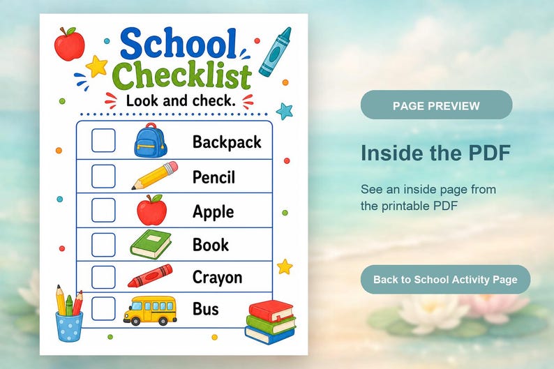 School Day Activity Pages | Back to School Activity Sheets | Printable PDF | Digital Download image 10