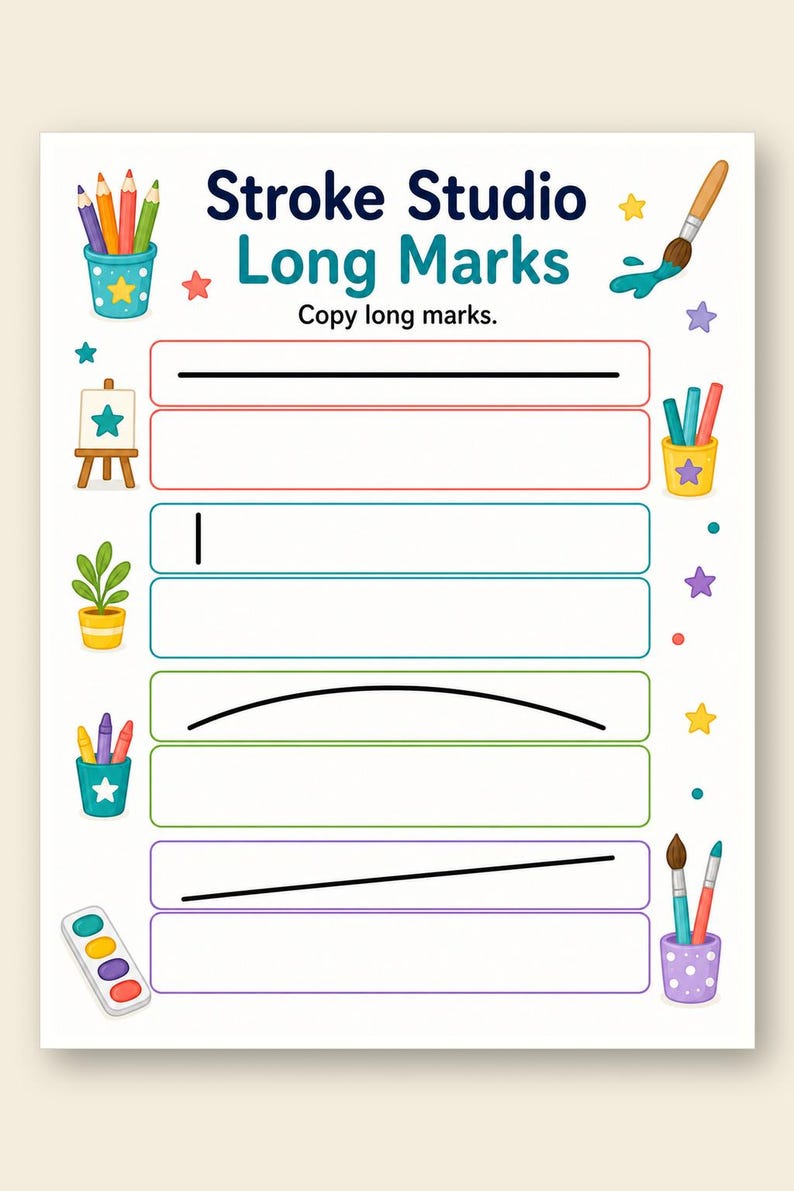 Stroke Practice Studio | Stroke Practice Worksheets | Printable PDF | Digital Download image 9